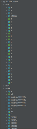 JADX showing the Nintendo Music apk with randomly named class, meaning it is obfuscated.
